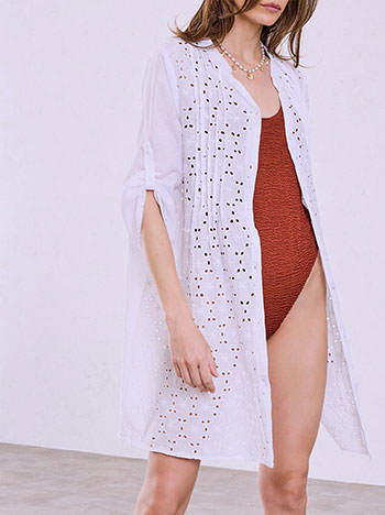 Kaftan shirt cotton in white