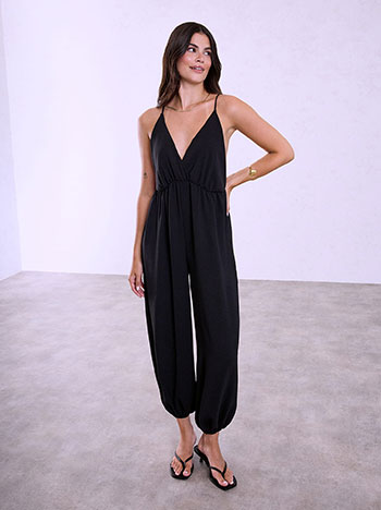 Open back jumpsuit in black