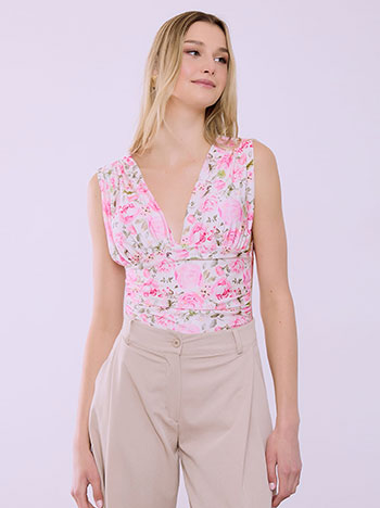 Bodysuit floral satin in white