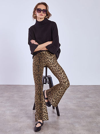 Flare trousers with soft touch in brown