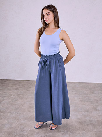 Monochrome wide leg trousers in rough blue