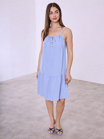 Mini dress with shirred details in sky blue