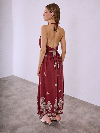 Triangle halter neck dress in wine red