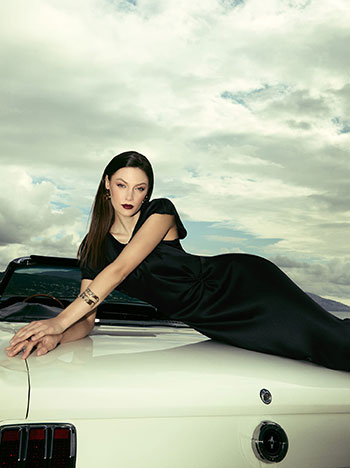 Dress maxi satin in black