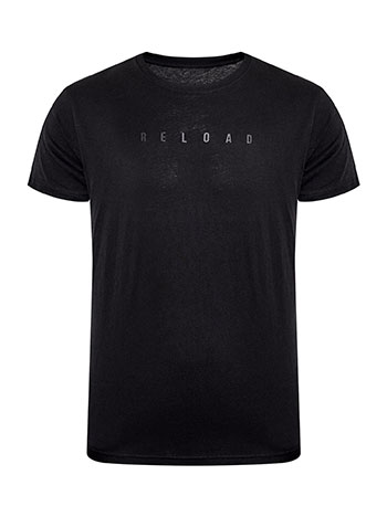 Mens T-shirt with Reload print in black