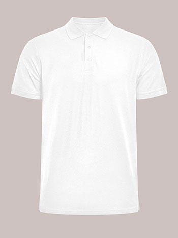 Cotton mens top with collar in white