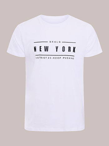 T-shirt ανδρικό με στάμπα New York σε λευκό