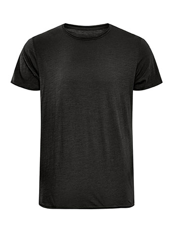 Mens T-shirt with raw details in black