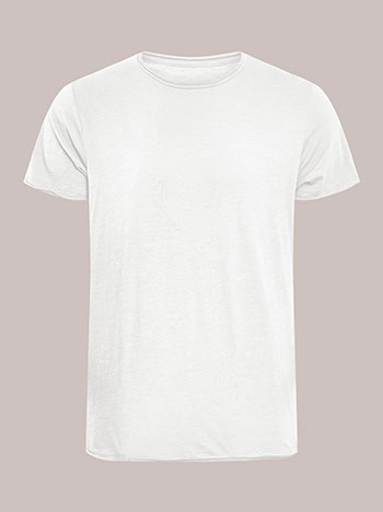 Mens T-shirt with raw details in white