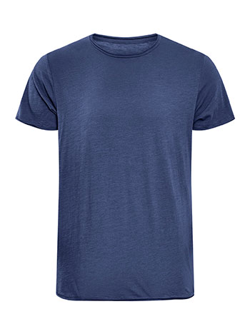 Mens T-shirt with raw details in dark blue