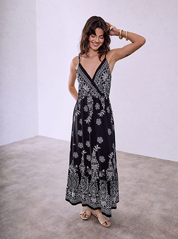 Cotton printed dress in black