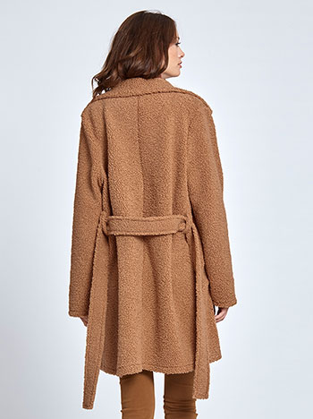 Teddy coat with pockets in camel | Celestino