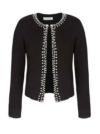 Cardigan Noir NICE CONNECTION Avec Perles Et Strass - Taille 36 - Occasion Très Bon état