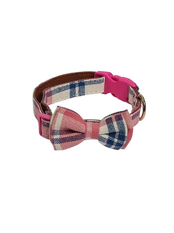 Dog collar with bow 46-55 cm in pink white