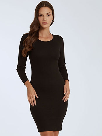 Ριπ φόρεμα, στρογγυλή λαιμόκοψη, χωρίς κούμπωμα, ύφασμα με ελαστικότητα, celestino collection, μαυρο