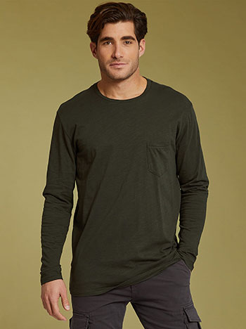 Μπλούζες/Μακρυμάνικες Ανδρική βαμβακερή μπλούζα με τσέπη WN9409.4001+3
