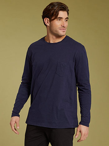 Μπλούζες/Μακρυμάνικες Ανδρική βαμβακερή μπλούζα με τσέπη WN9409.4001+2