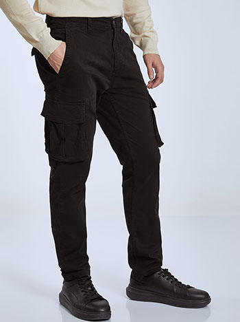 Ανδρικό cargo παντελόνι με βαμβάκι σε μαύρο