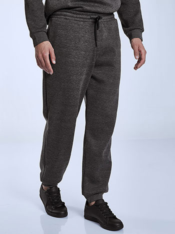 Men s sweatpants with elastic hemline in dark grey
