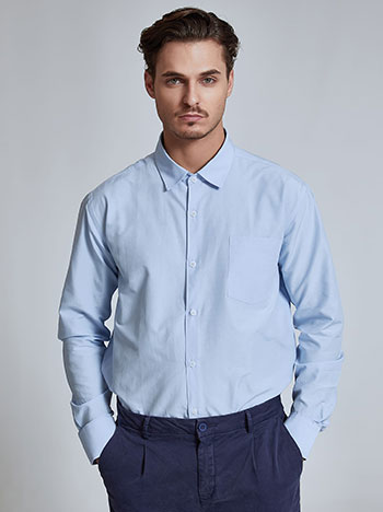 Ανδρικό πουκάμισο με τσέπη σε γαλάζιο