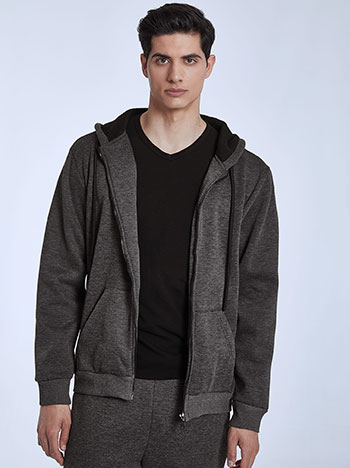 Men s cardigan with zip closure in dark grey