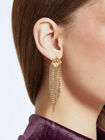 Drop asymmetric earrings in gold