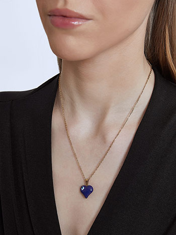 Necklace heart with evil eye in midnight blue