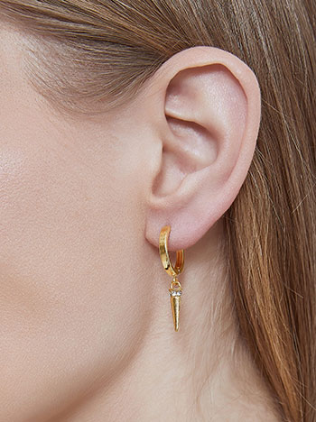 Drop earrings cones with strass in gold