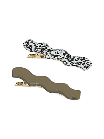 2 pack hair clips in brown white