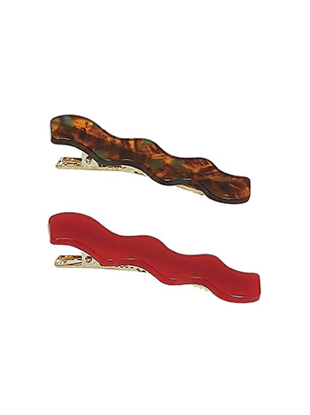 2 pack hair clips in red gold