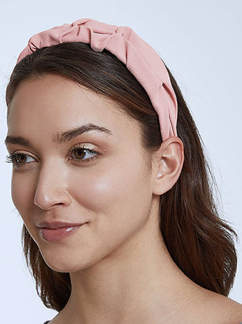 Shirred headband in pink