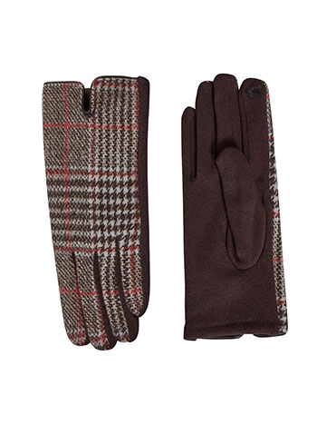 Plaid gloves in brown