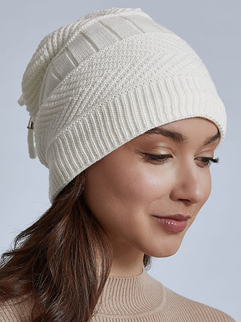 Snood beanie with lining in white