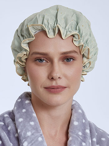 Shower cap with stars in mint