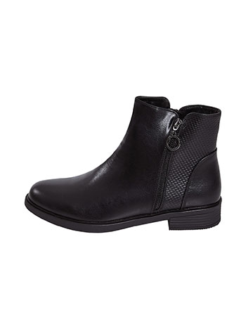 Ankle boots with textured details in black