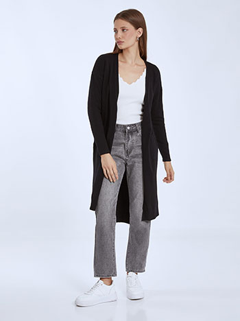 Long cardigan with side slits in black 14.99 Celestino