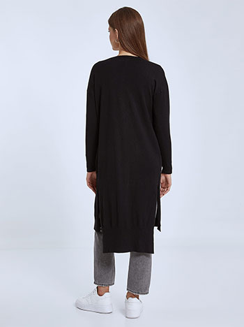 Long cardigan with side slits in black 14.99 Celestino