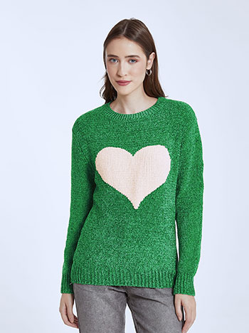 Chenille πουλόβερ με καρδιά WQ1795.4505+6 Celestino
