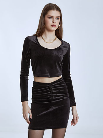 Mini velvet skirt in black