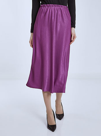 Midi satin skirt in purple