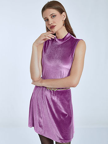 Velvet sleeveless top in purple