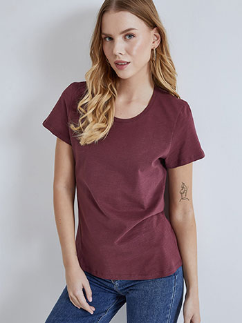 Cotton monochrome T-shirt in cherry
