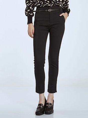 Trousers with detachable belt in black