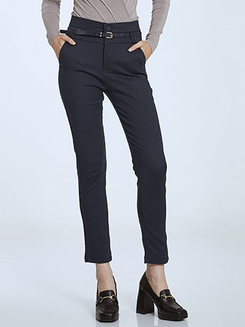 Trousers with detachable belt in dark blue