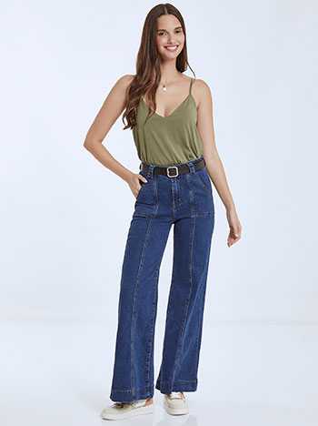 Wideleg jeans with decorative seams