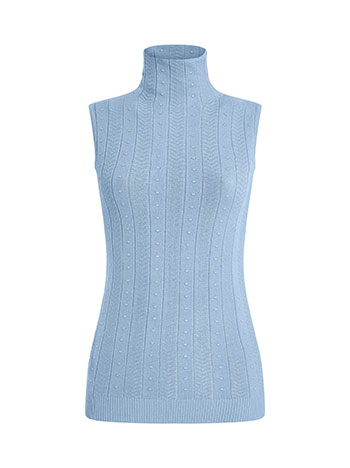 Blue Men's sleeveless turtleneck