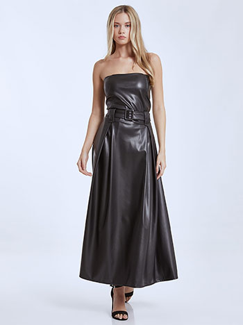 Φορέματα/Maxi Strapless φόρεμα δερματίνης WQ7733.8855+1