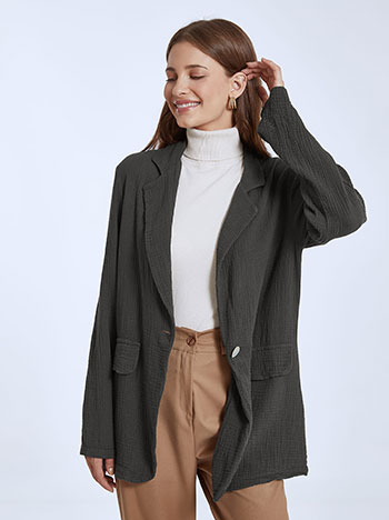 Textured fabric blazer in dark grey