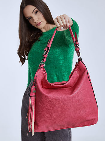 Bag with side pocket in fuchsia