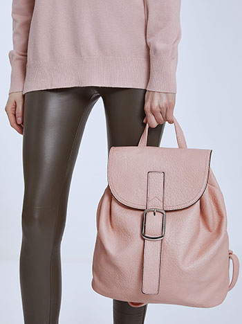 Leather effect backpack in pink